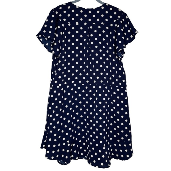 Armani Exchange AX Paris polka dot dress semi sheer navy blue white size us 10 - Picture 2 of 4